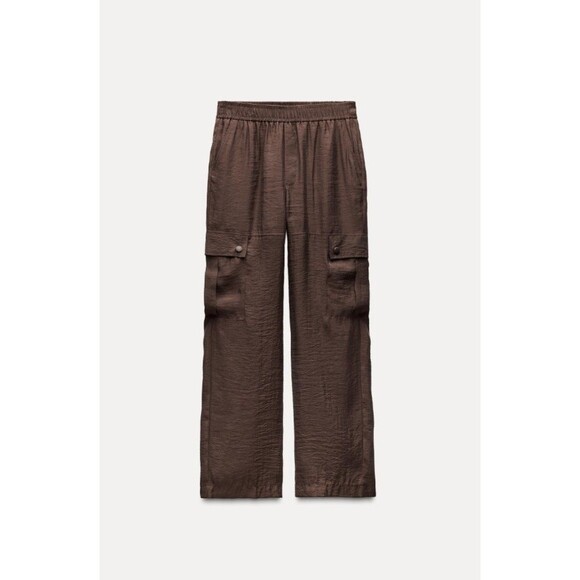 Zara Pants - ZARA NEW Semi Sheer Cargo Brown Pants Medium